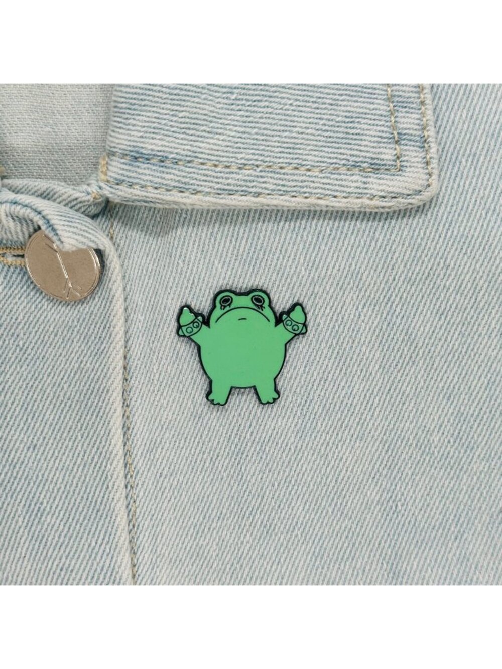 ☀️Enamel Pin Punk Frog Giving The Finger Broch GreenAnimal alloy Badge New Oz☀️